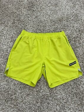 Legends Relay Shorts Mens Large Lime Burst Neon Yellow Reflective Unlined 6.5”
